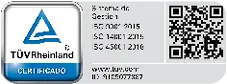 Logotipo de TÜV Rheinland con un triángulo azul estilizado y la palabra certificado en un recuadro azul en la parte inferior.

Descripción generada con IA